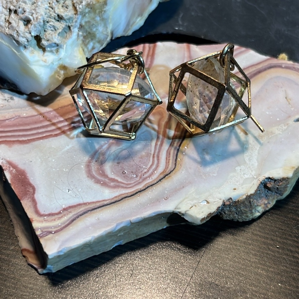 Elegant Geometric Cage
Stone Drop Earrings
